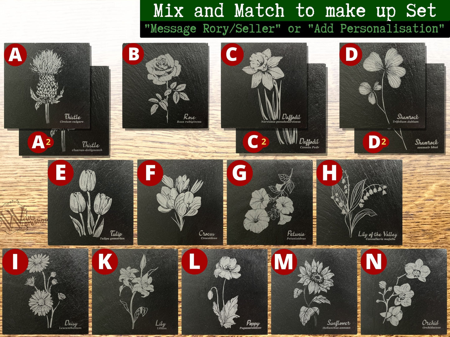 Flower Slate Coasters